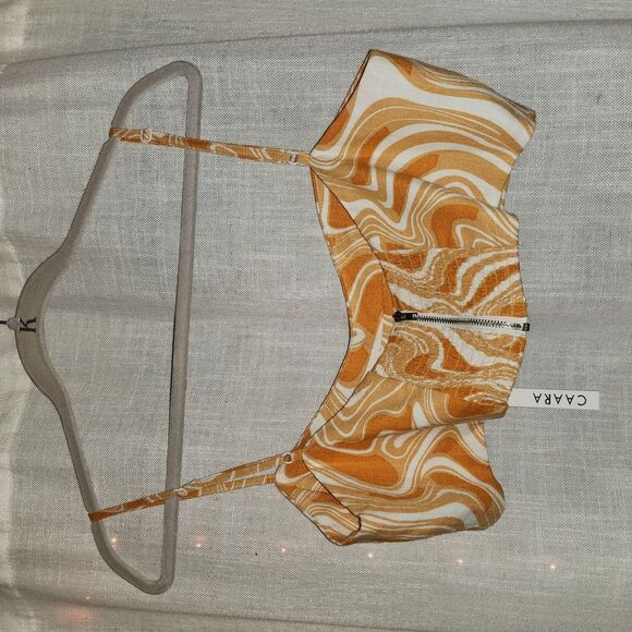 Orange and Cream Fitted Crop Camisole - Picture 3 of 5